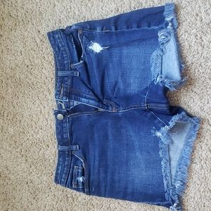 High rise distressed shorts
